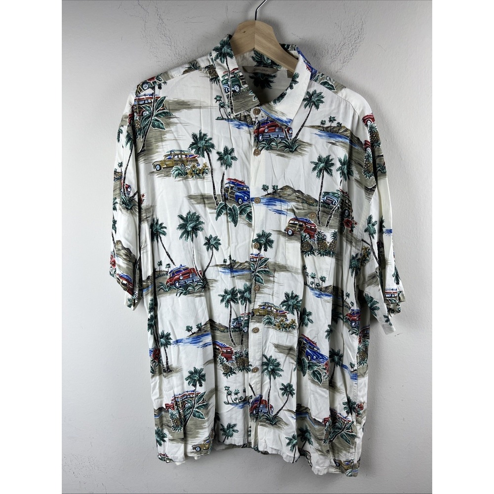 Paradise Collection Mens Xl Surf Print Rayon Short Sleeve